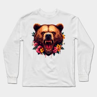 Bloodthirsty bear very angry, he will attack! Long Sleeve T-Shirt